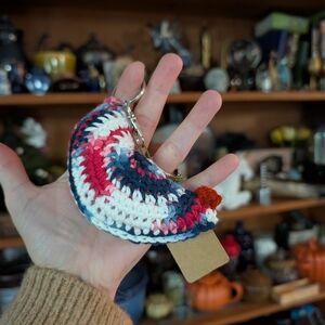 Handmade Multicolor Crochet Chicken Keychain